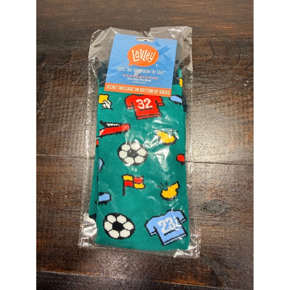 Lavley Mens Soccer Theme‎ Socks One Size Fits Most Green